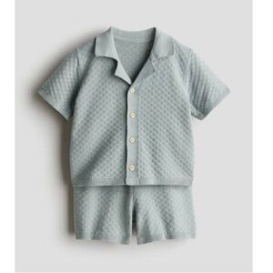 H&M Green Short-Sleeve Cotton Knit Set size 3T